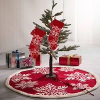 Glitzhome® Red Snowflake Tree Skirt & Stockings Set