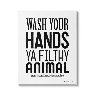 Stupell Industries Wash Your Hands Ya Filthy Animal Funny Bathroom Canvas Wall Art