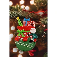 Wizardi 4" Glossy Gingerbread Gift Bag with Santa Christmas Ornament