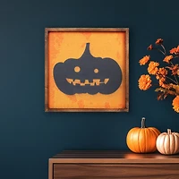 15.75" Black Jack O Lantern Silhouette Halloween Wall Hanging