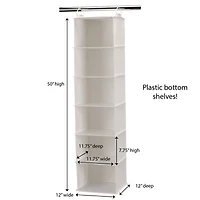 Household Essentials White Canvas 6-Shelf Hanging Closet Organizer