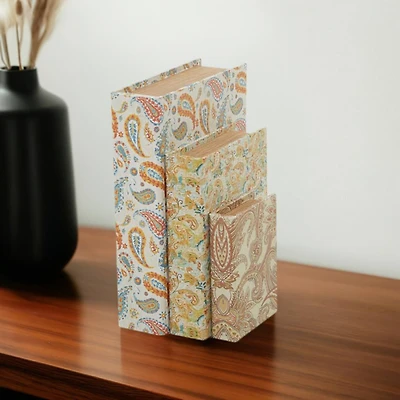 Paisley Canvas Faux Book Box Set