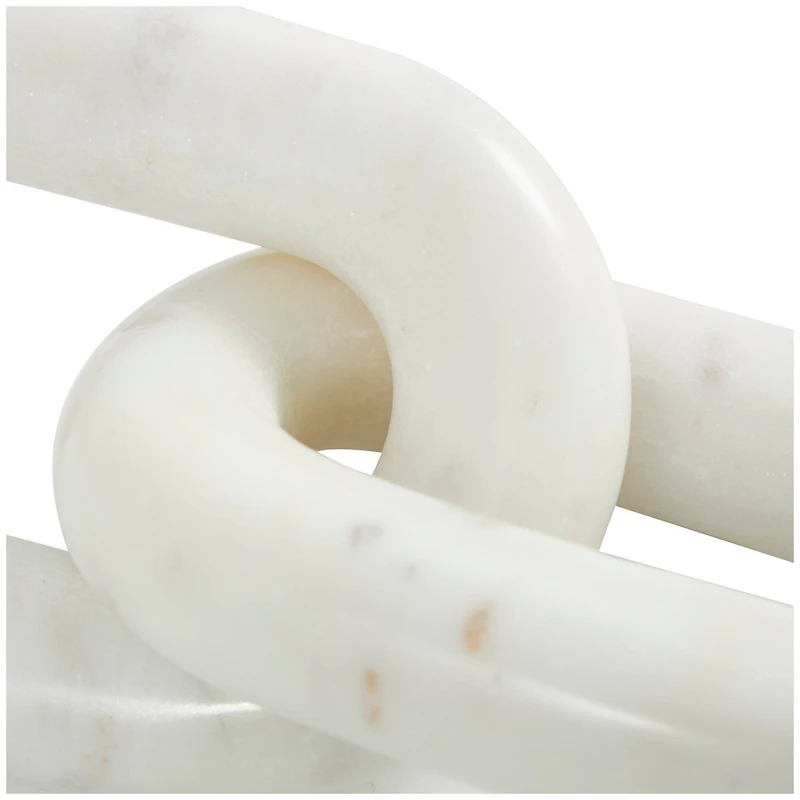 9" Marble Geometric 2 Link Chain Sculpture Décor