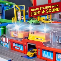 Dickie Toys Majorette Super City Garage Playset with 6 Die-Cast Cars