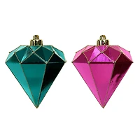 2 Pack 5.4" Pink & Teal Shatterproof Diamond Ornaments by Ashland®