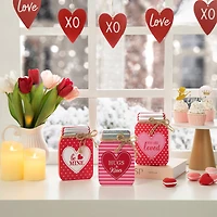 Glitzhome® 7" Set of 3 Valentine's Wooden Mason Jar Table Decor