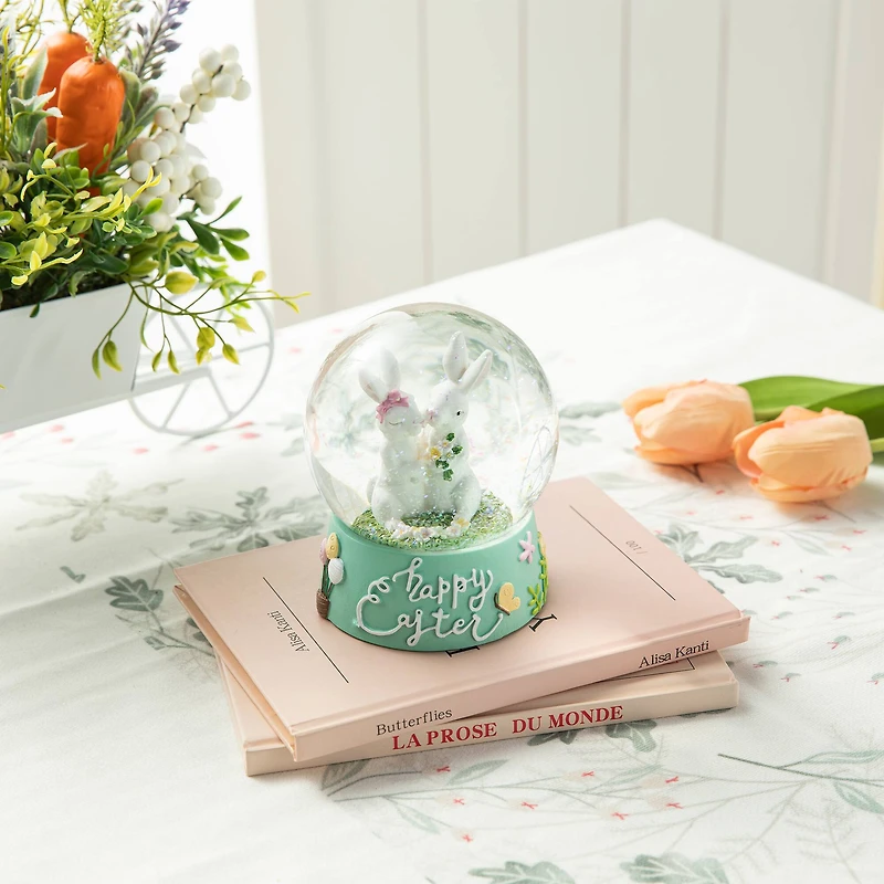 Glitzhome® 5" Easter Bunny Couple Waterglobe