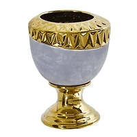 9.25" Regal Stone Urn with Gold Accents