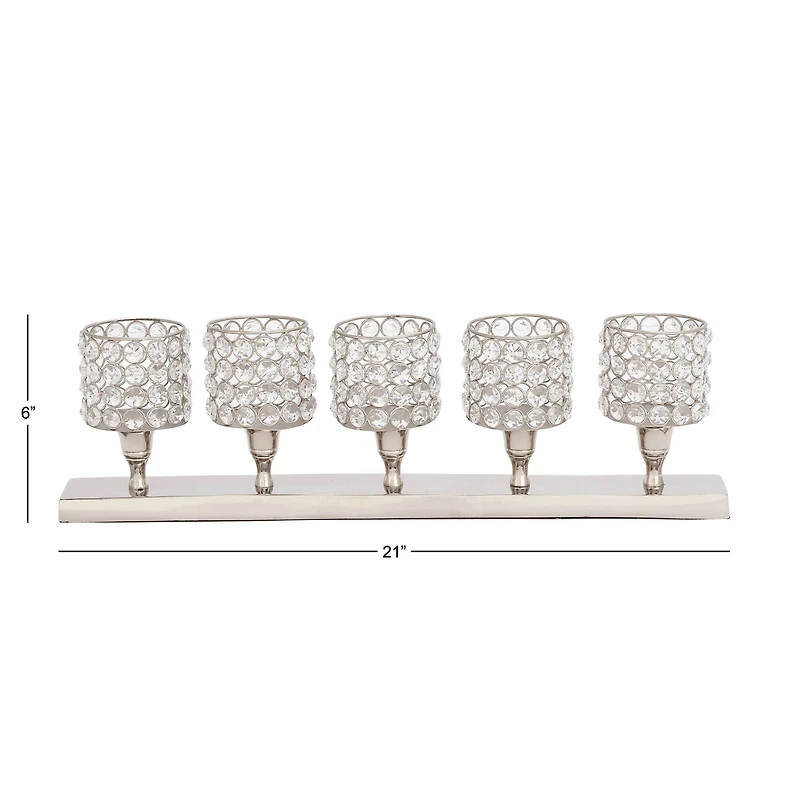 Silver Aluminum Glam Candle Holder, 6" x 21" x 3"