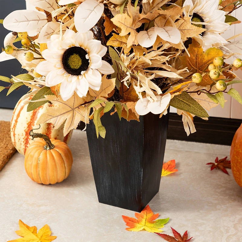 Glitzhome® 36" Fall Neutral Sunflower, Pumpkin and Leaf Porch Tree