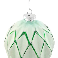 Harlequin Christmas Glass Ball Ornaments - 4" (100mm) - Mint Green - 4ct