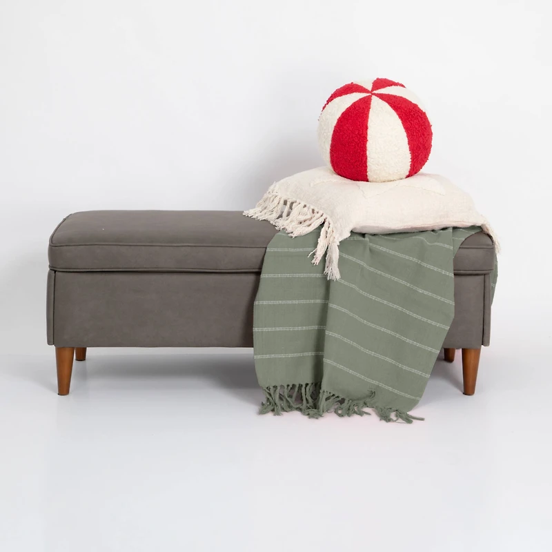 Hello Honey® 10" Red & White Peppermint Candy Sherpa Orb Throw Pillow