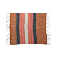 Hello Honey® Brown & Pink Striped Acrylic & Wool Throw Blanket