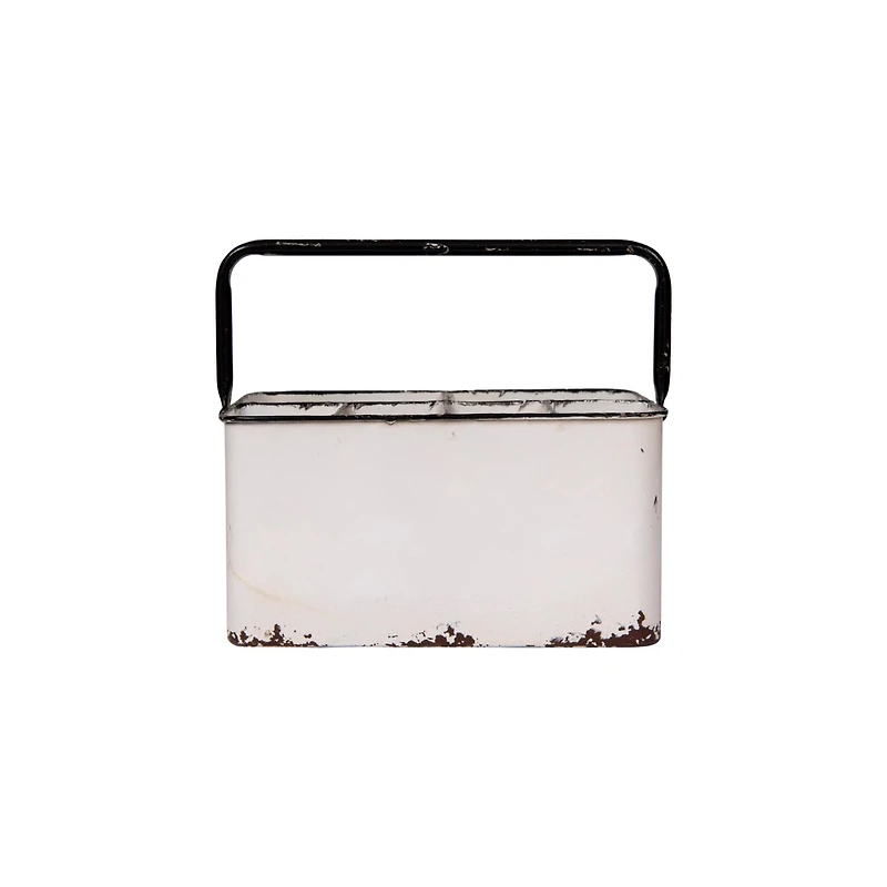 Hello Honey® Distressed White Metal Caddy With 6 Compartments