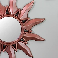 9.5" Mayan Sunburst Matte Copper Round Mini Mirror Set