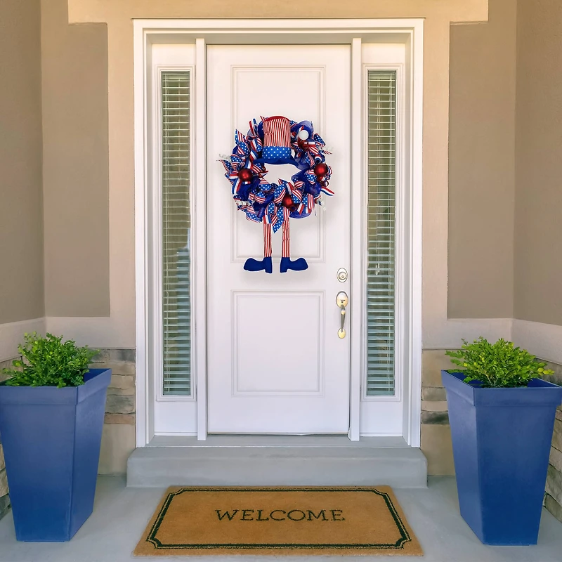 24" Patriotic Hat Wreath with Dangling Legs