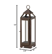 13" Iron & Glass Copper Lantern