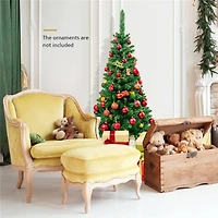 Costway 4.5ft Pre-Lit Hinged Pencil Christmas Tree, Warm White LED Lights