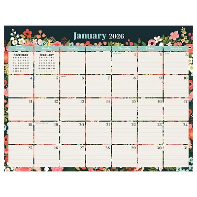 2026 Bountiful Blooms Medium Desk Pad Monthly Blotter Calendar