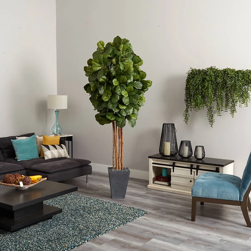 7.5ft. Fiddle Leaf Artificial Tree in Slate Planter