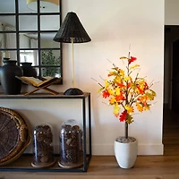 4ft. Pre-Lit Autumn Maple Artificial Fall Tree with Pinecones, Acorns and 60 Warm White LED Lights