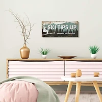 Stupell Industries Winter Rustic Ski Tips Up Sign Mountain Sports Canvas Wall Art