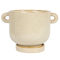 Hello Honey® 8.25" Cream Stoneware Face Planter & Saucer