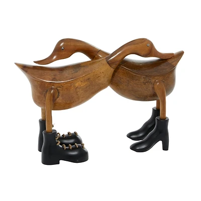 Brown Wood Farmhouse Sculpture, Duck 11" x 16" x 6"