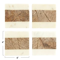 Hello Honey® Square Marble Coasters with Jute String Set