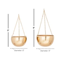 Gold Metal Glam Hanging Planter Set