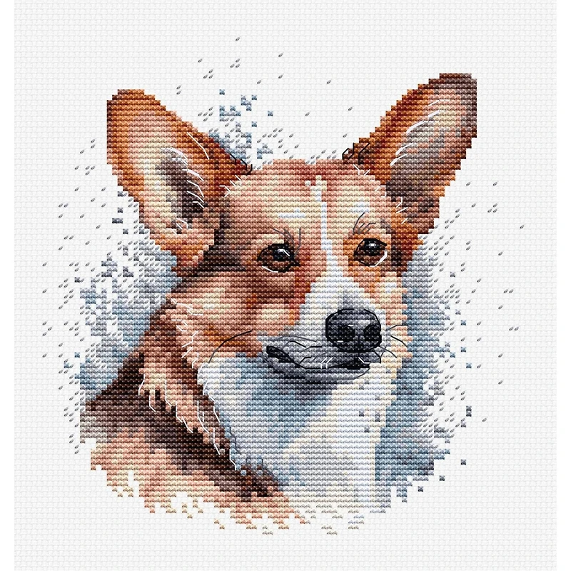 Luca-S Welsh Corgi Counted Cross Stitch Kit with Display Hoop