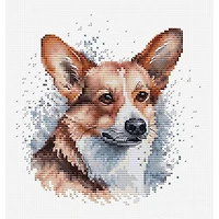 Luca-S Welsh Corgi Counted Cross Stitch Kit with Display Hoop