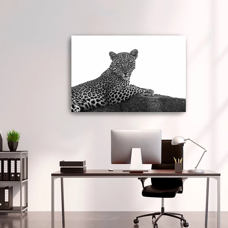 Leopard In Black And White Canvas Giclee