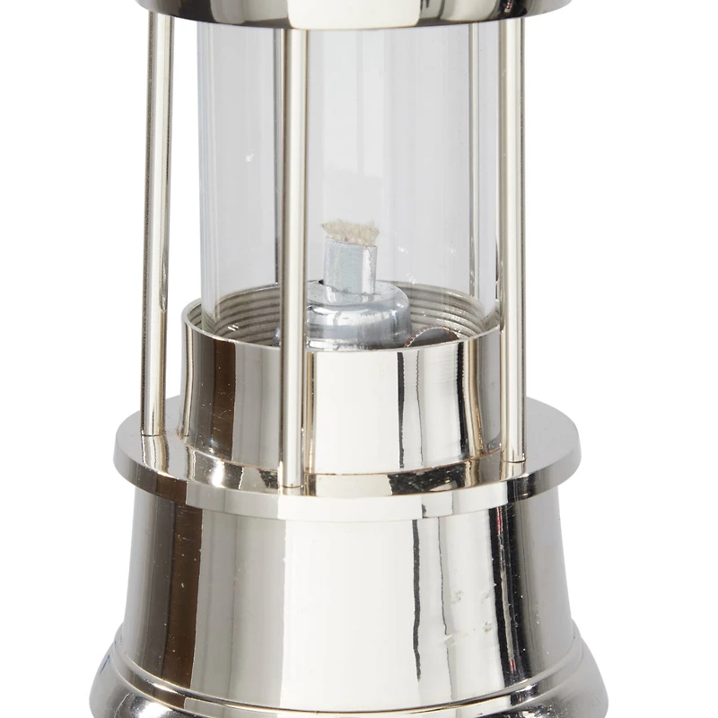 11" Silver Brass Candle Lantern