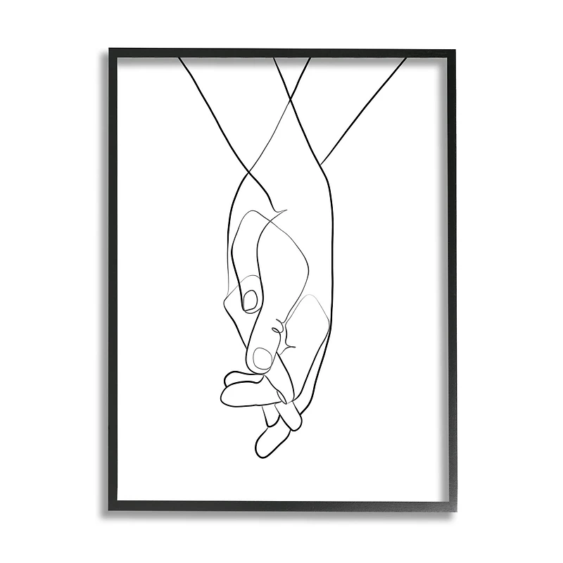 Stupell Industries Hands Intertwined Romantic Gesture Minimal Linework in Frame Wall Art