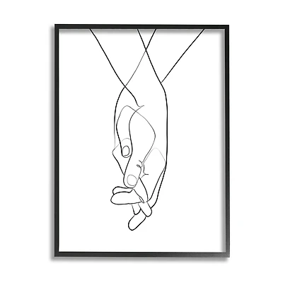 Stupell Industries Hands Intertwined Romantic Gesture Minimal Linework in Frame Wall Art