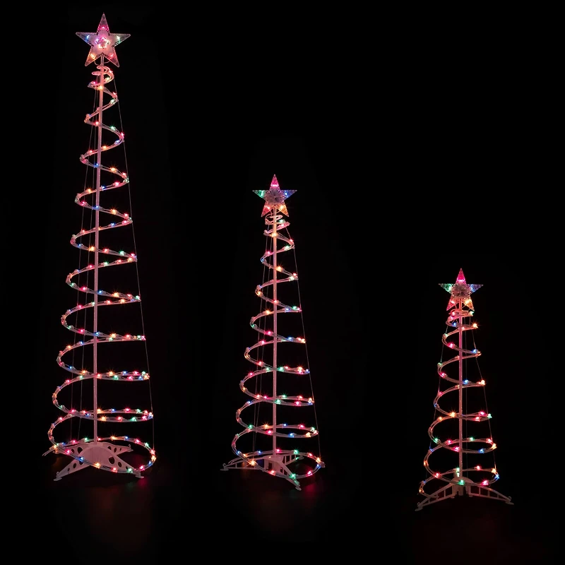 3ft., 4ft., & 6ft. Pre-Lit Spiral Artificial Christmas Tree Set
