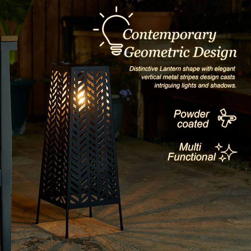Glitzhome® 21.5" Metal Geometric Solar Powered Floor Lantern