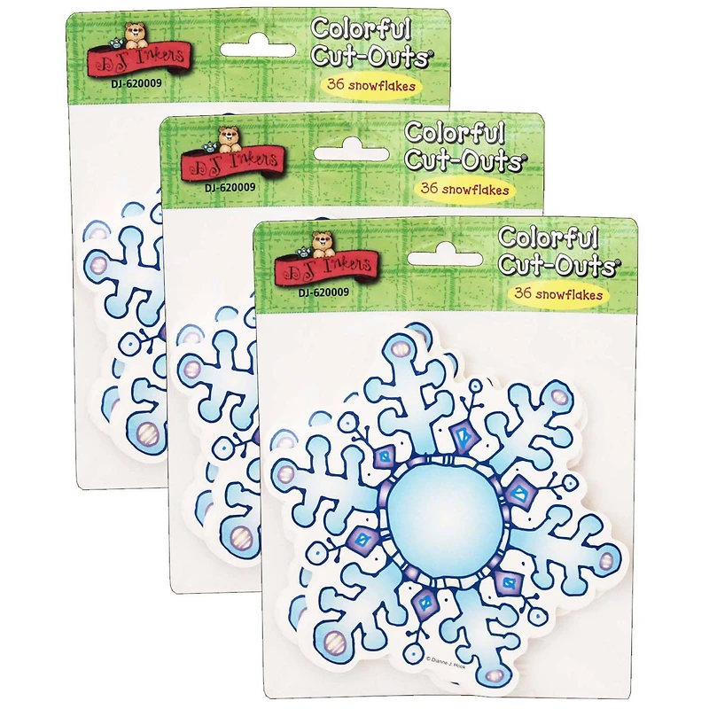 Carson Dellosa Education Snowflakes Cut-Outs, 3 Packs of 36