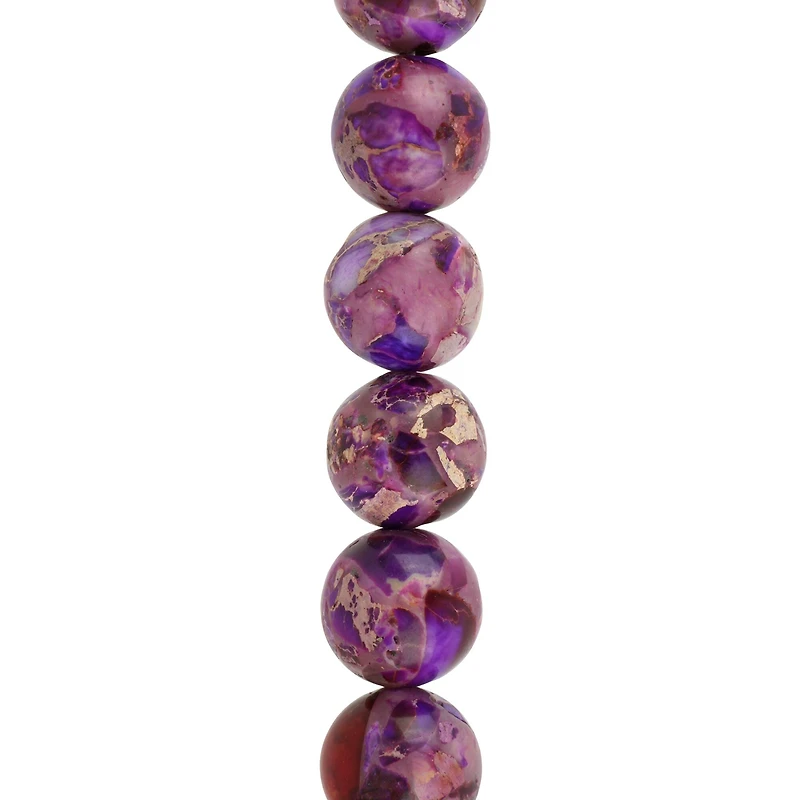 Purple Dyed Imperial Jasper Round Beads by Bead Landing