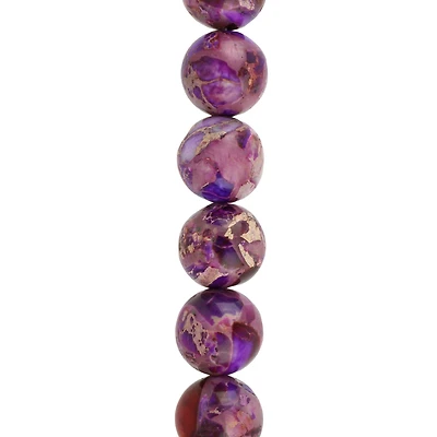 Purple Dyed Imperial Jasper Round Beads by Bead Landing