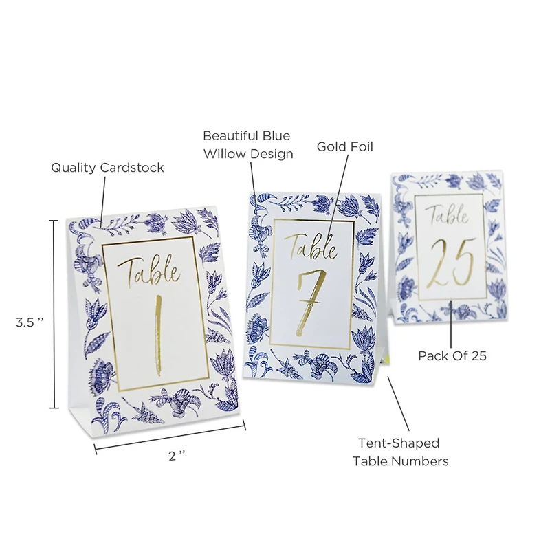 Kate Aspen® Blue Willow Wedding Table Numbers 1-25