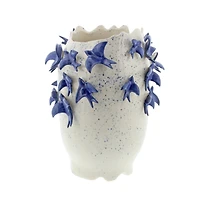 White Ceramic Coastal Vase, 12" x 9" x 9"