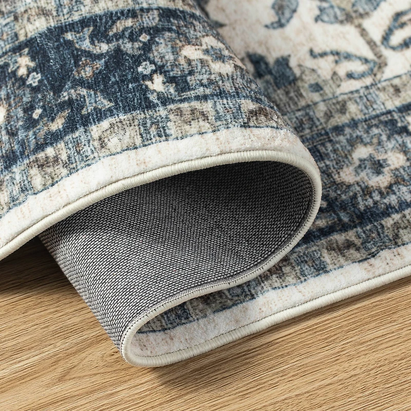 Glitzhome® Ivory & Blue Oriental Area Rug