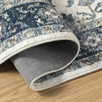 Glitzhome® Ivory & Blue Oriental Area Rug