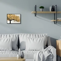 Stupell Industries Traditional Tree with Autumn Leaves over Neutral in Black Frame Wall Art