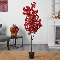 5ft. Potted Red Cherry Blossom Artificial Tree