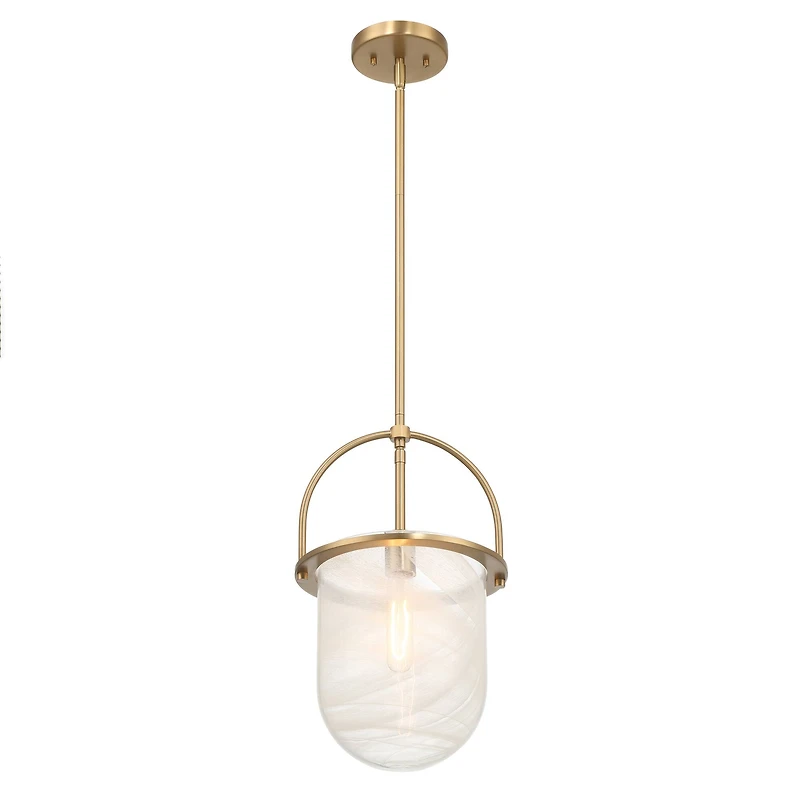 Hello Honey® Beatrice Gold & White Mid-Century Modern Handmade Marbleized Glass & Metal Ceiling Light