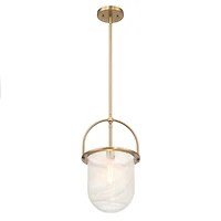 Hello Honey® Beatrice Gold & White Mid-Century Modern Handmade Marbleized Glass & Metal Ceiling Light