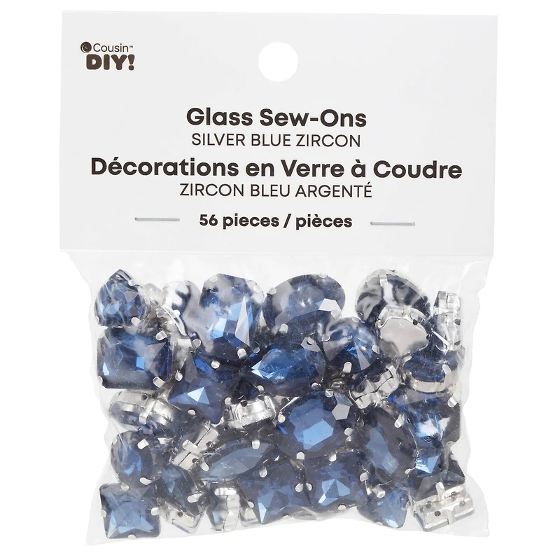 CousinDIY Silver Blue Zircon Glass Sew-On Rhinestones, 56ct.